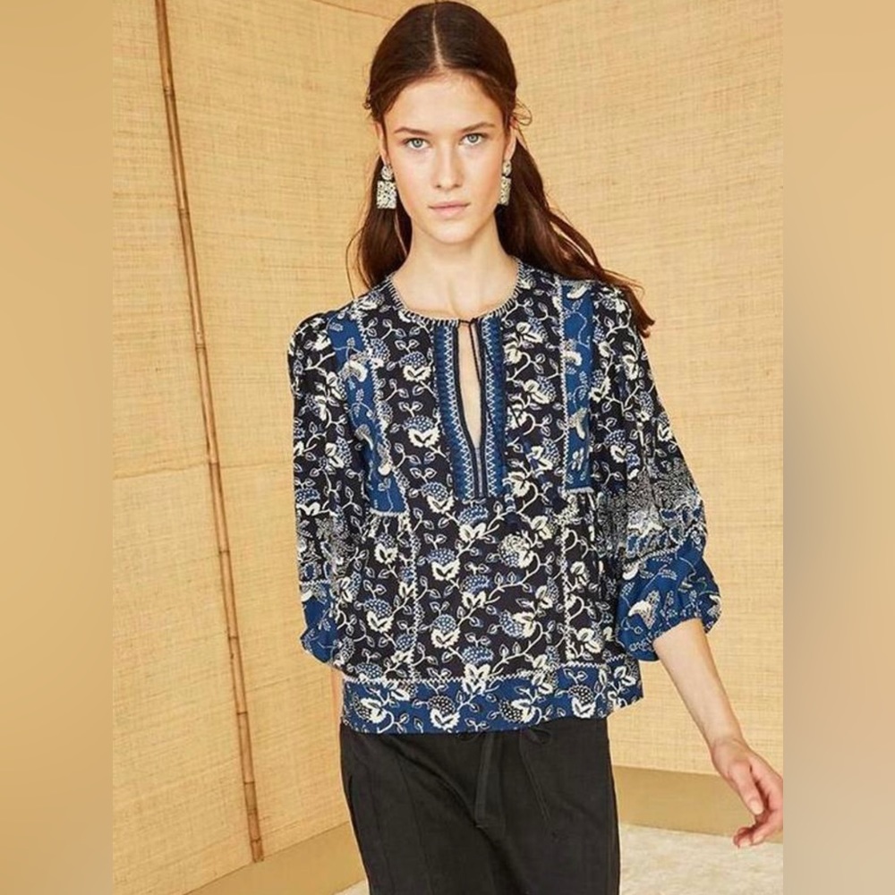 Ulla Johnson rare rami tie front blouse peasant top